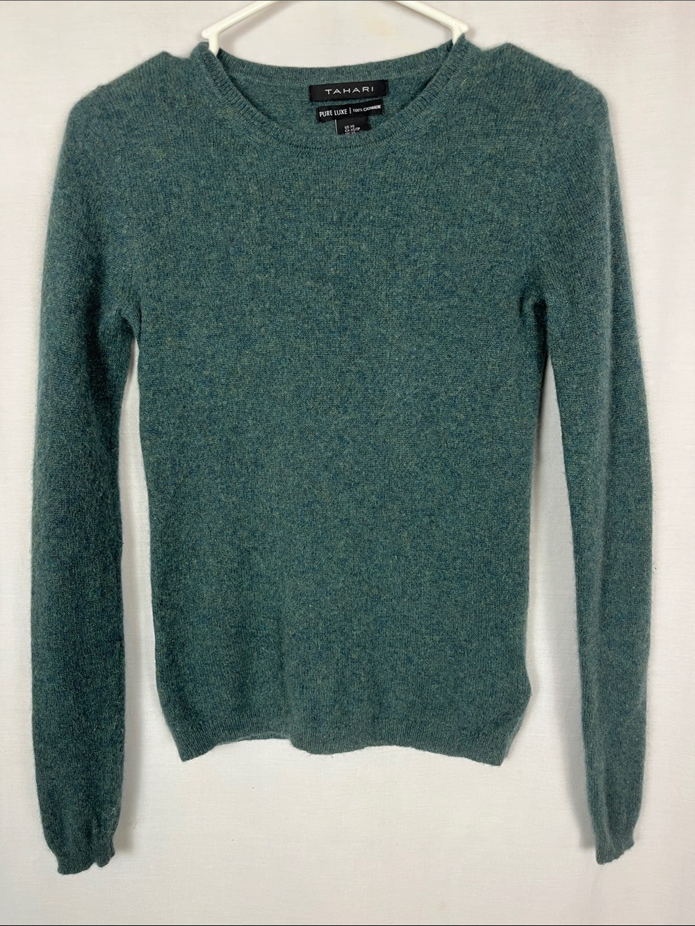 Tahari Pure Luxe 100% Cashmere Blue Crewneck Sweater